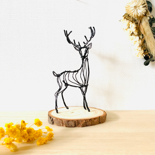 受注制作】【上質なワイヤーアート 鹿】 ワイヤーアート ワイヤー