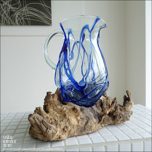 硝子デキャンタ/BL ガラスピッチャー フラワーベース ガラスベース