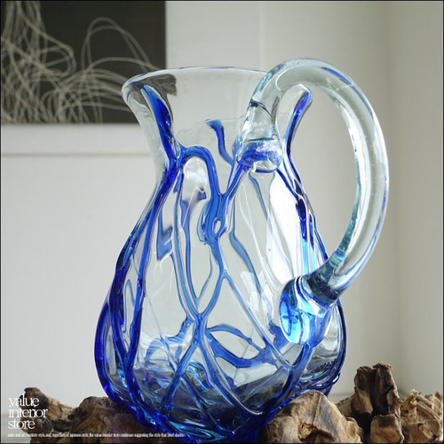 硝子デキャンタ/BL ガラスピッチャー フラワーベース ガラスベース