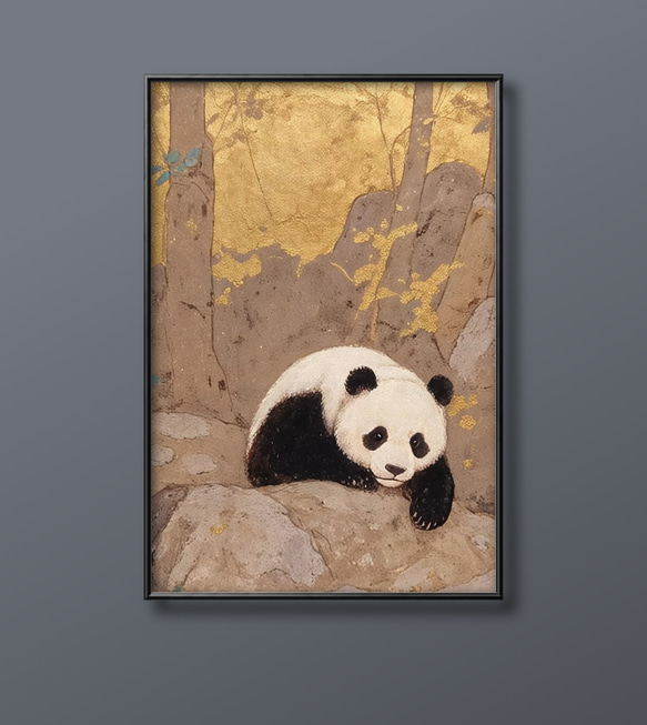 絵画 | イラストポスター 244 ☆ 【可愛いパンダ】 絵画 アカザ麦 通販