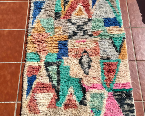 モロッコ ラグ カーペット 絨毯 アジラル ベニワレン多色幾何学模様 3