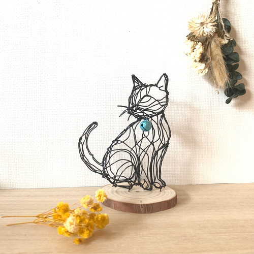 上質なワイヤーアート 猫】ワイヤーアート ワイヤークラフト 針金