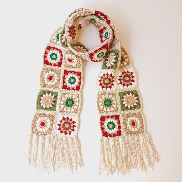 翌日発送】クロシェニットマフラーオフホワイト マフラー homepeople