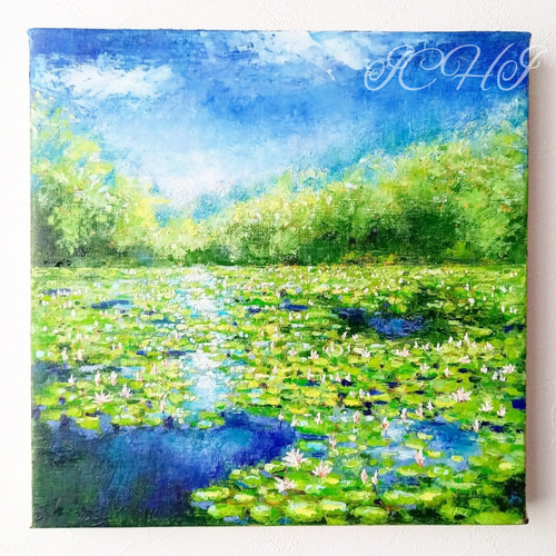 油絵 睡蓮の池 絵画 ICHI 通販 18581261｜Creema(クリーマ