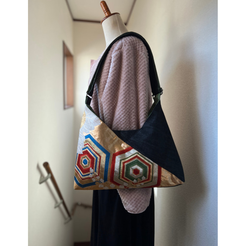 帯リメイク あずまショルダーバッグ 一点ものです ボディバッグ