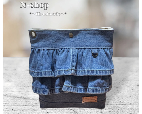 デニム*リメイク♪☆~2段フリル~☆ショルダーバッグ❥ハンドメイド