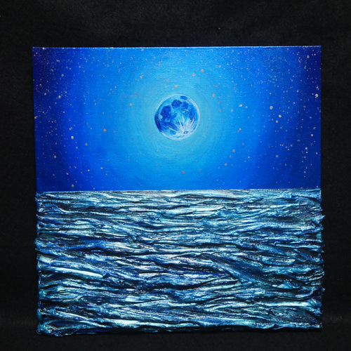 油絵 油彩 油彩画 絵 絵画 【青い満月】 絵画 HR 通販 18669260