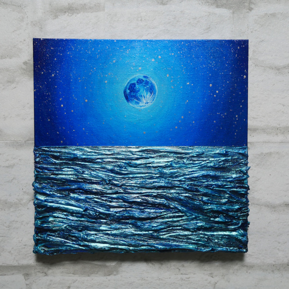 油絵 油彩 油彩画 絵 絵画 【青い満月】 絵画 HR 通販 18669260