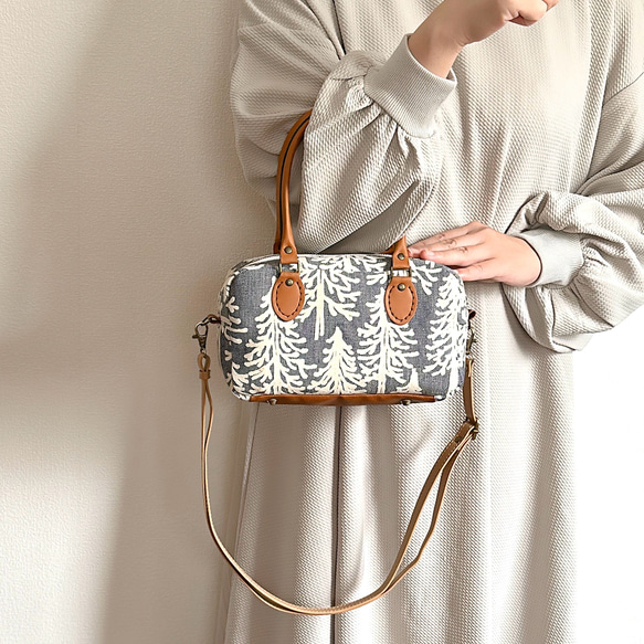 新作／ミナペルホネン生地の2wayスクエアミニボストンバッグ【選べる3