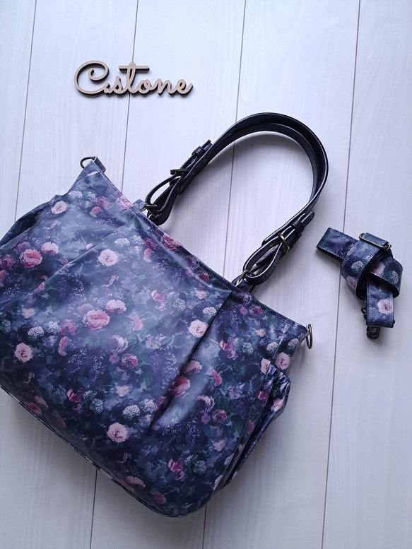 ハンドメイド リバティ 魔女子さんノワール 通勤バッグ A4ケース入る