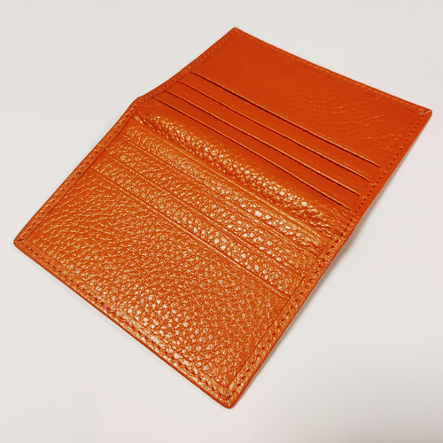 カードケース パスケース 本革 レザー カラー オレンジ 名刺入れ 定期