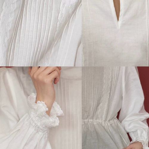 アンティークなレースブラウス 白 ブラウス tsukuribito 通販 18746960