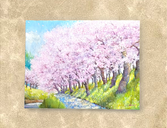 一点物】『 桜のかほり 』油絵 F6号キャンバス 油彩 油画 インテリア