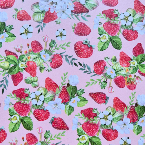 オリジナル デザインペーパー いちご×花 A4 10枚 包装紙・ラッピング