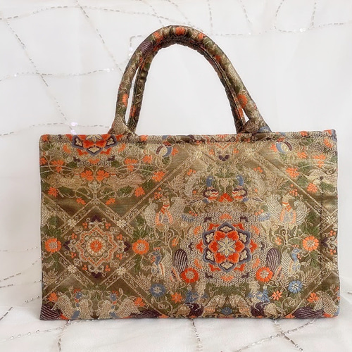 着物・帯リメイクバッグ（利休） ハンドバッグ nunodekukimono 通販