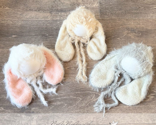 ふわふわうさぎ帽子♪ニューボーンフォト撮影衣装 ベビー ウサギ