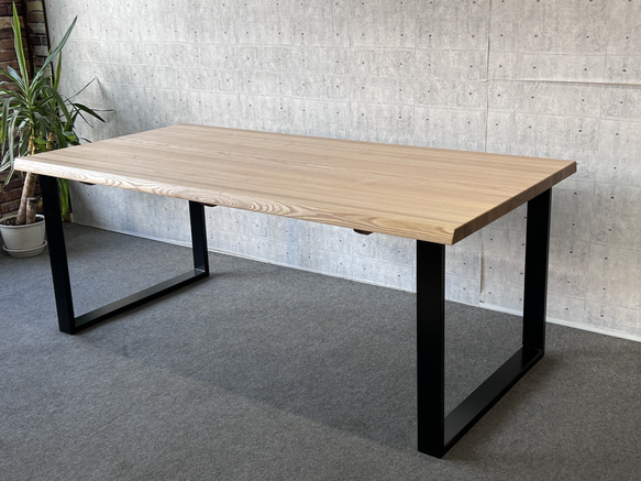 ダイニングテーブル 180×90 タモ無垢材 アイアン脚 ダイニングテーブル