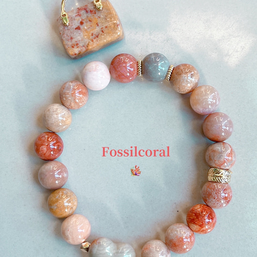フォッシルコーラル】フォッシルコーラルブレスレット アラシャン瑪瑙