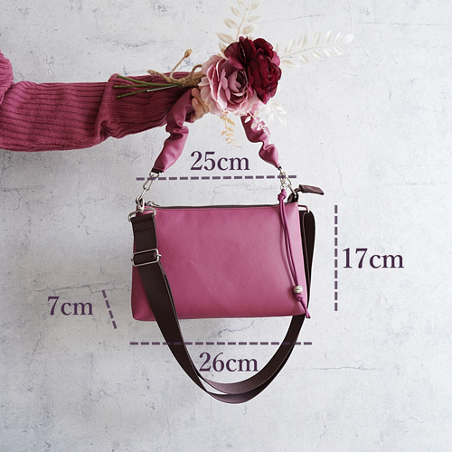 春色 大人可愛い ギャザーハンドル 2way 斜め掛けミニショルダーバッグ