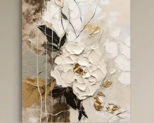 キャンバスアート テクスチャーアート 花 油絵 抽象画 モダン モダン