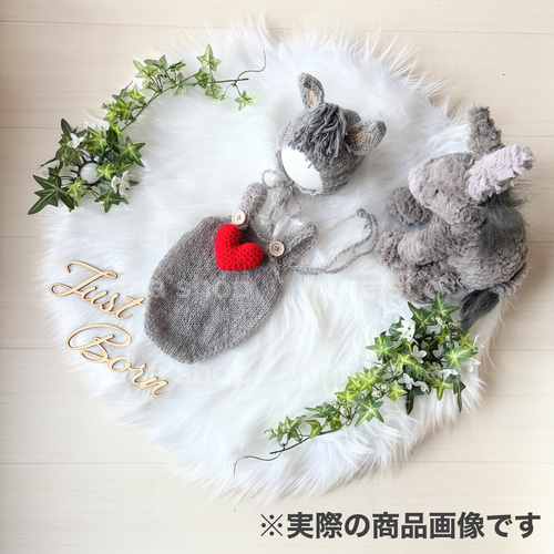 白♪馬帽子&ニューボーンフォト撮影衣装 午年 ウマボンネット 月齢