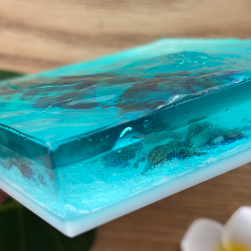 レジン 海アート さざなみ 波紋 砂紋 10×10cm ライト付 オーシャン