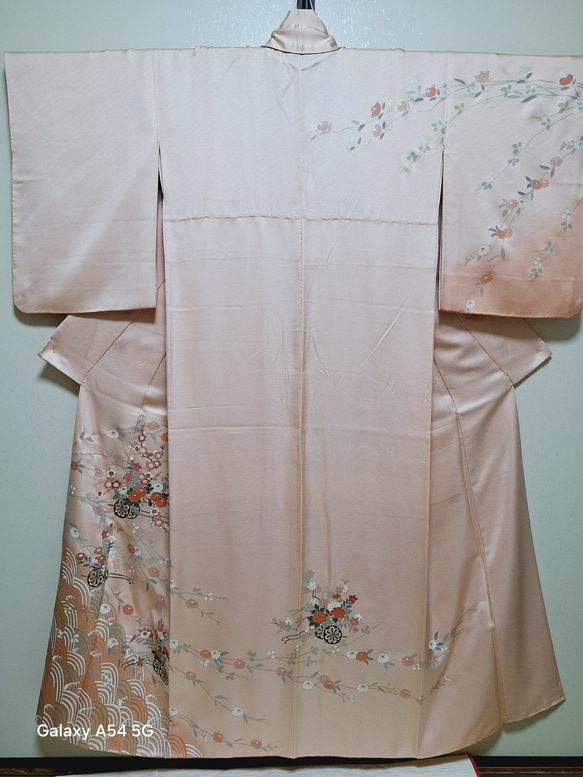 ワンタッチ着物 くらわん着物 正絹付け下げ訪問着リメイク くすみ淡