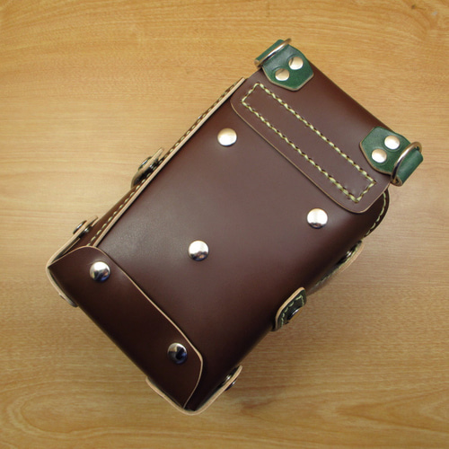 本革 ハンドメイド 8丁差し シザーケース (ブラウン×ディープグリーン