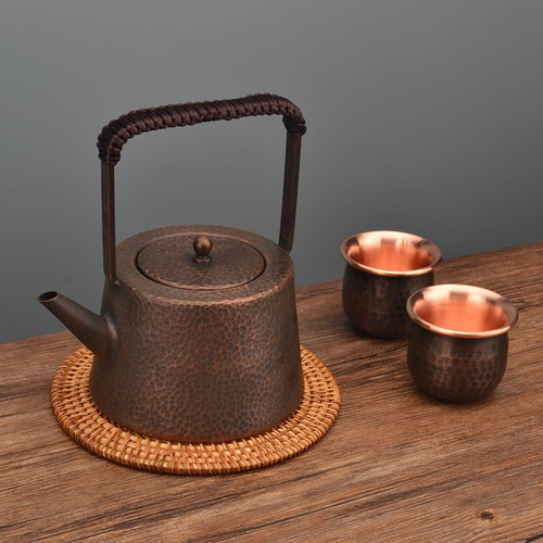 煎茶道具 750ML 手作り 銅ティーポット湯沸かし 湯沸 槌目 急須 水注し