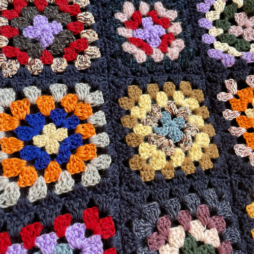 送料無料】大判 モチーフ編み ブランケット スクエア モチーフつなぎ