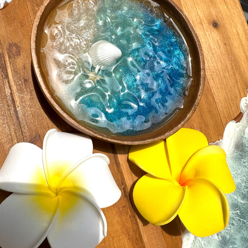 波紋プレート 穏やかな コンパクト オーシャンレジンアート 本物の砂を