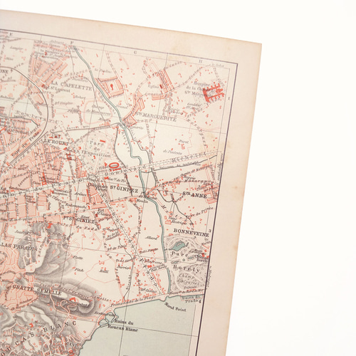 フランス マルセイユ アンティークマップ 古地図 ヴィンテージペーパー