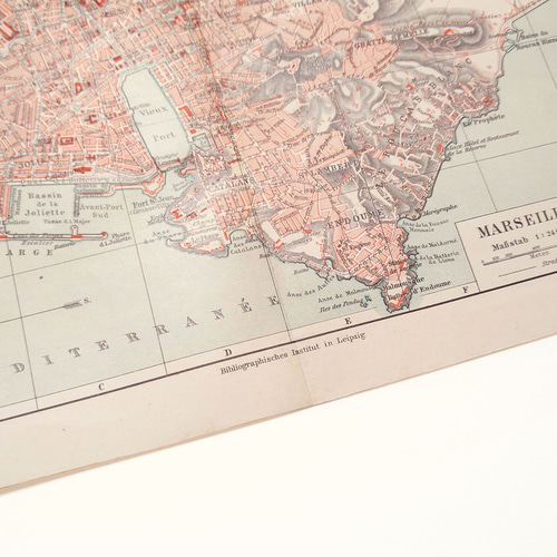 フランス マルセイユ アンティークマップ 古地図 ヴィンテージペーパー