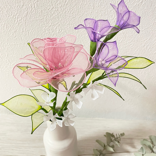 薔薇と桔梗☆秋のアレンジ☆ディップフラワー☆アメリカンフラワー