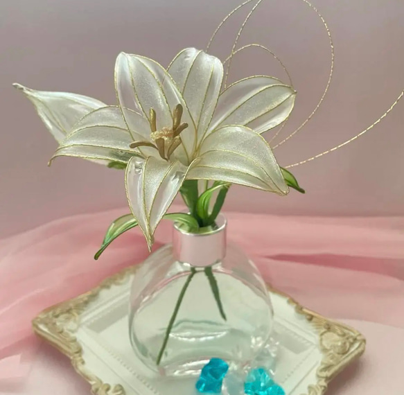ガラスみたいな百合☆ディップフラワー☆アメリカンフラワー アート