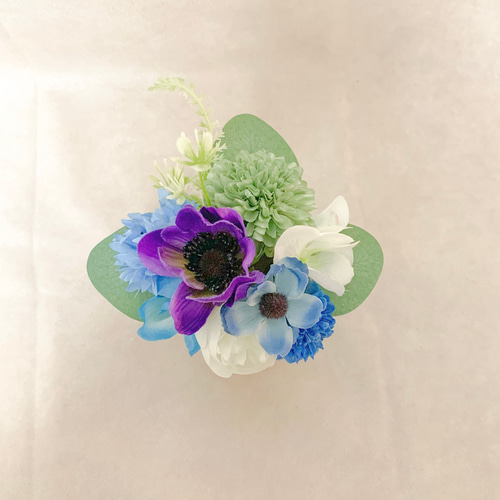 枯れない仏花アレンジメント【1点/Mサイズ】（パープル/ブルー系