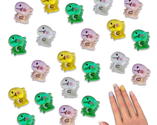 ネイルパーツ 恐竜 動物 混色 ラメ 10.5mm アニマル 50個 樹脂製 3D