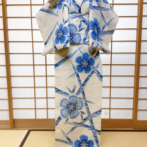 浴衣 反物 注染 新粋染 本染め 茶紬生地 なでしこ 未仕立て反物 お