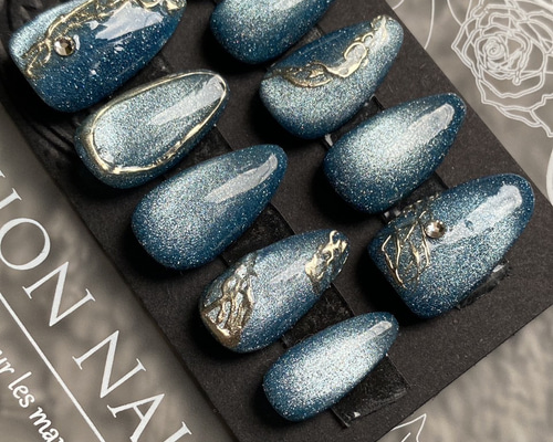 No.14 オーダーサイズネイルチップ 艶々ネイル 大人ネイル ミラー