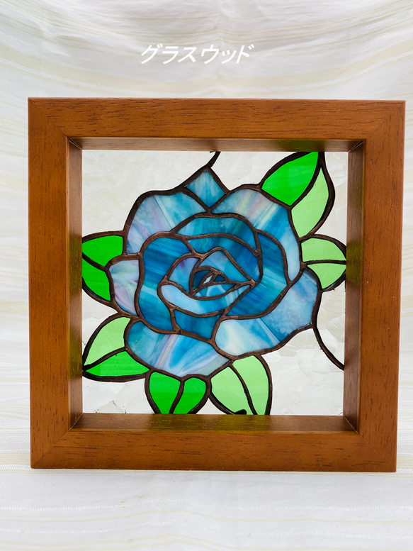 母の日ギフト 青い薔薇のパネル ステンドグラス 壁掛けラック