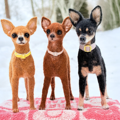 ミニピンオーダー専用 】小さなリアル ミニピン 手乗り 羊毛フェルト犬