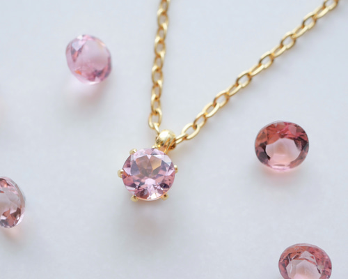 ピンクトルマリンネックレス 10月誕生石 サージカルステンレス