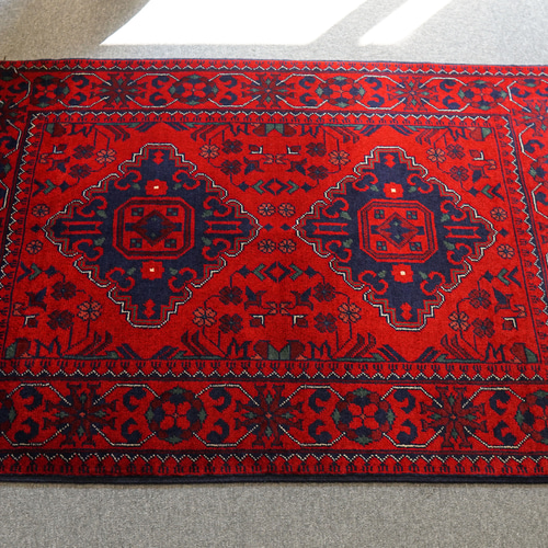 121×83cm【アフガニスタン手織り絨毯 カールモハメディ】ペルシャ絨毯