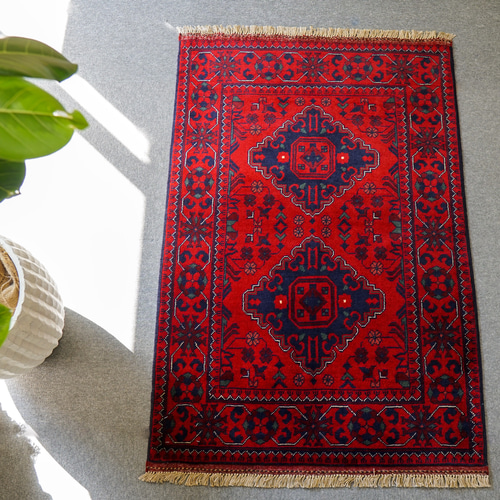 121×83cm【アフガニスタン手織り絨毯 カールモハメディ】ペルシャ絨毯