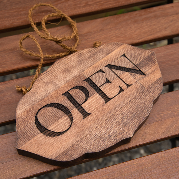 クラシックの木製店舗看板 表札 OPEN CLOSED『選べるレトロ