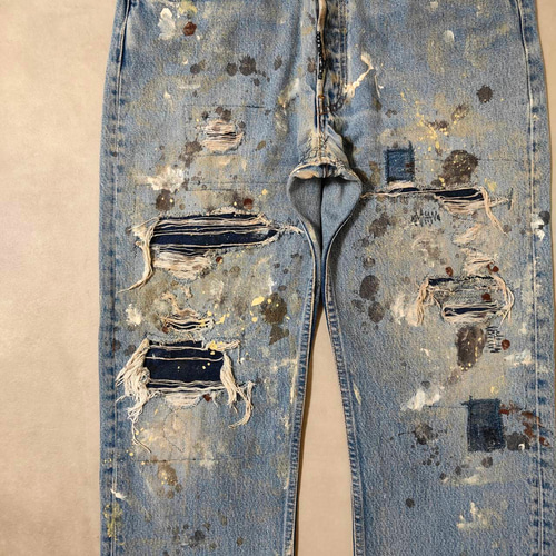 W36表記 リペアカスタム usa製 リーバイス 501 リメイクデニム