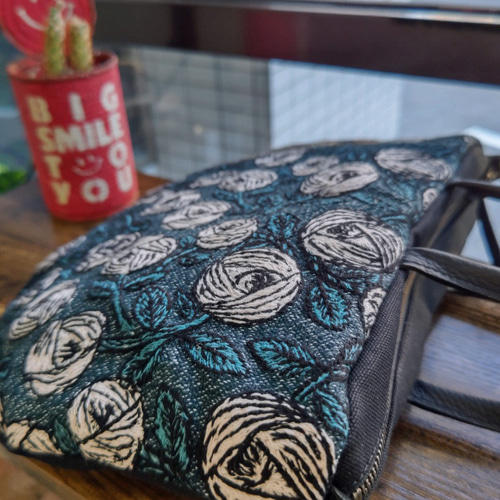 ご予約品】ミナペルホネン rosy ブルーグリーン パニーニ型トート ご