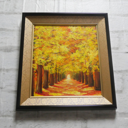 油絵 油彩 油彩画 絵画【銀杏並木】 絵画 HR 通販 18216342｜Creema