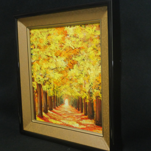 油絵 油彩 油彩画 絵画【銀杏並木】 絵画 HR 通販 18216342｜Creema