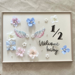 M170＊シンプルribbon flower＊マタニティフォトシール、マタニティ